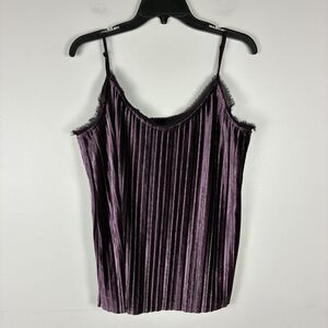 Jasmine Crushed Velvet Cami Tank Top Sz M Pleated Plum Witchy Dark Minimalist